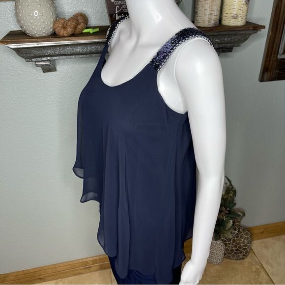 Enfocus Studio Navy Blue Pleated Dress Size 4 - Picture 13 of 15